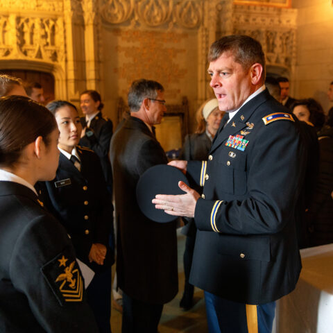 Cornell remembers the service of the U.S. military sent to fight in World War I at a wreath-laying ceremony on Armistice Day, Nov. 11, at the Baker Flagpole outside the World War I War Memorial on West Campus.